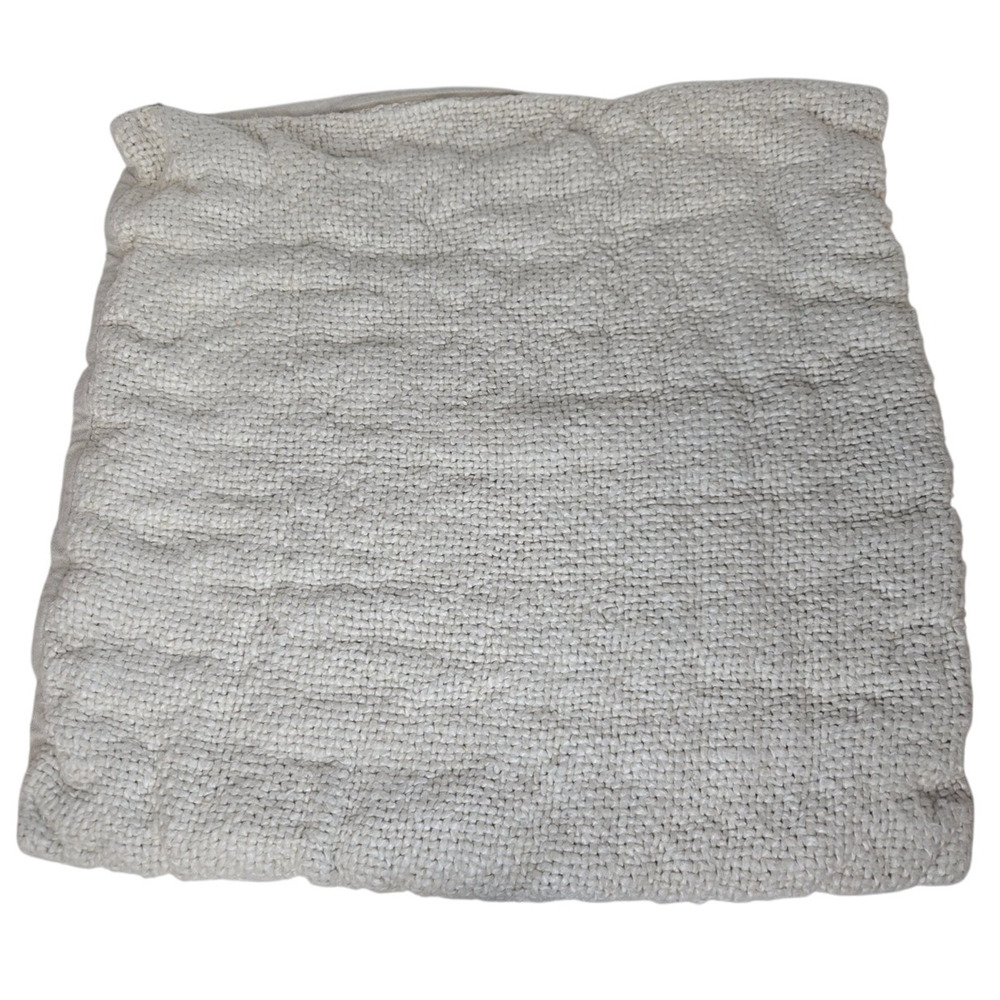 Pottery Barn Faye Linen Textured Pillow Cover Beige Boho Zipper Woven 835749